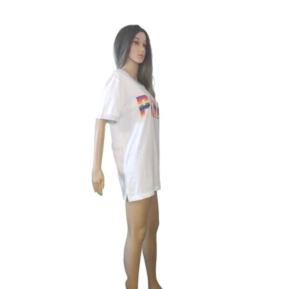 NWT Victoria’s Secret PINK Unisex Shirt, Campus Crew Tee Pride Rainbow Logo, Med - Picture 2 of 8